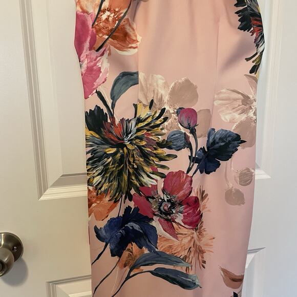 Trina Turk Emotion Halter Sheath Midi Dress Women’s Size 0 Pink Floral Derby - Picture 5 of 11